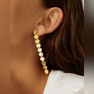 Anthropologie Gold Coin Chain Earrings